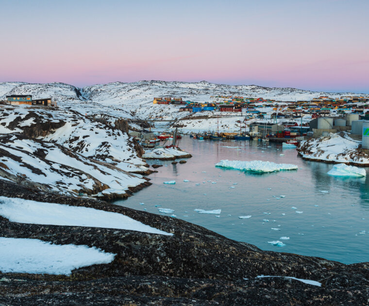 ilulissat denmark may 08 2014 morning light ilulissat harbor greenland