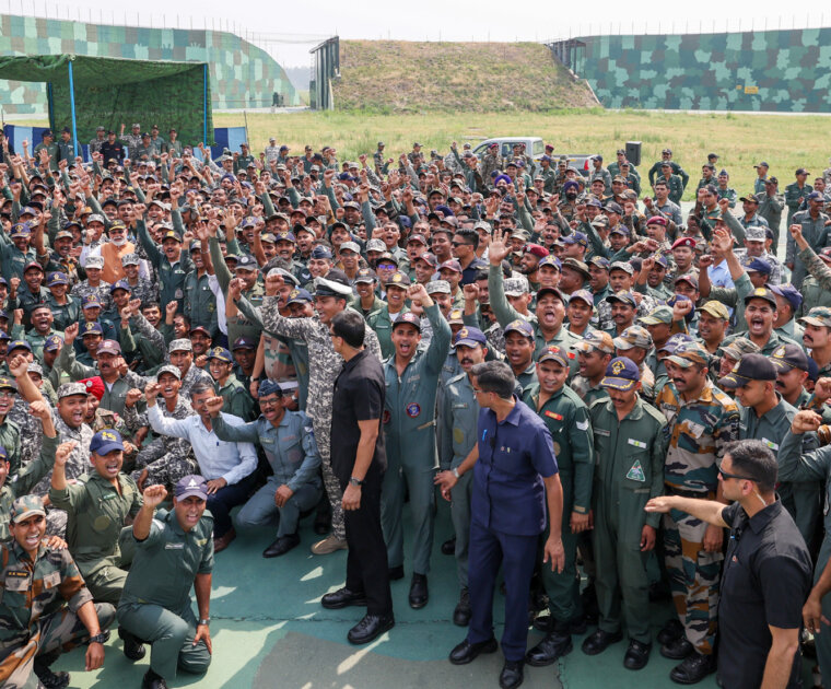 Indian Prime Minister Narendra Modi visits Adampur airforce base, in Punjab on May 13, 2025.