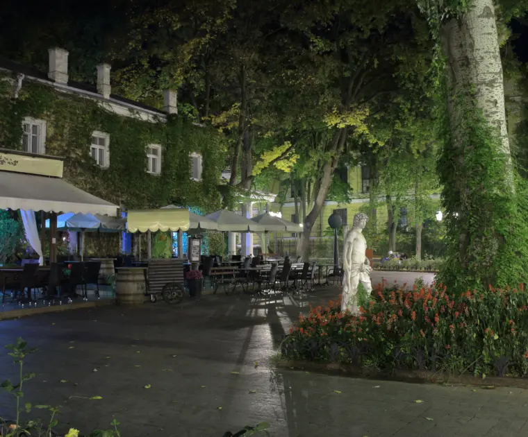 VistaCreate 618927970 stock photo photo shows street cafe night city garden odessa