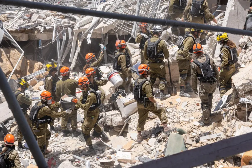 Emergency workers in Israel after an Israeli strike (June 2025)